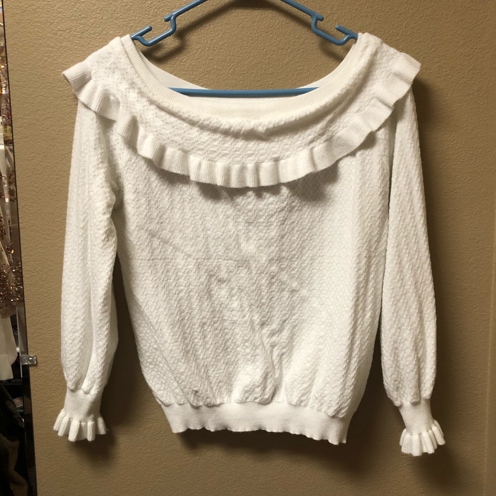 White off the shoulder sweater